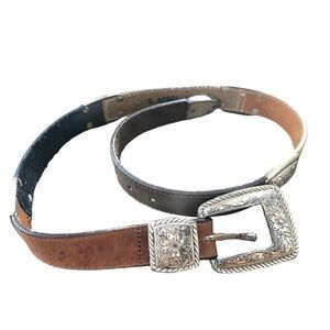 Brighton Vintage Multi Color Leather Belt Size S